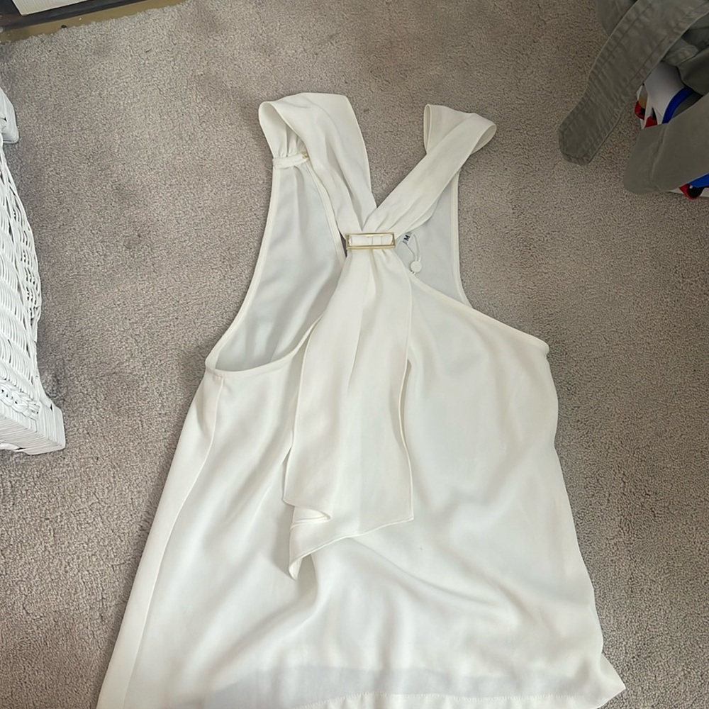 NWT Trina Turk Solid White High Halter Neck Tank Top Size Medium